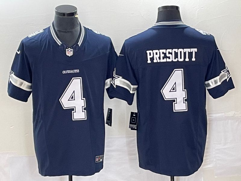 Men Dallas Cowboys 4 Prescott Blue Nike Vapor Limited 2023 NFL Jerseys